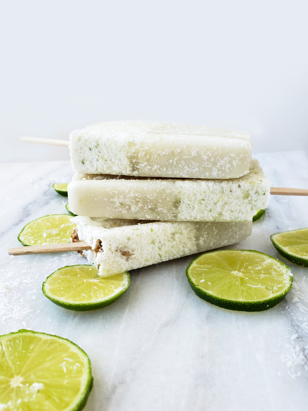 Icy cold coconut lime popsicles